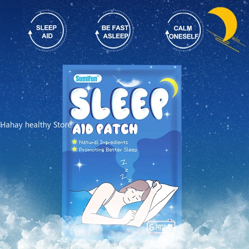 6pcs Sleeping Aid Patches Insomnia Treatment Anxiety Decompression Headache Neurasthenia Soothing Relieve Help Sleep