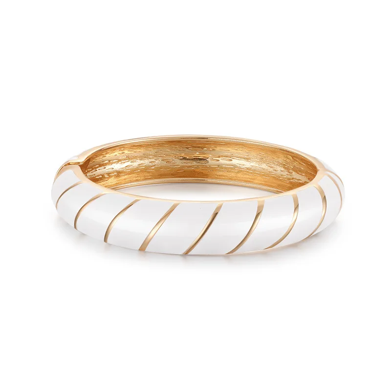 Trend New Colorful Stripe Bracelet Oil Dripping Bangle For Women France Enamel Jewelry Gifts