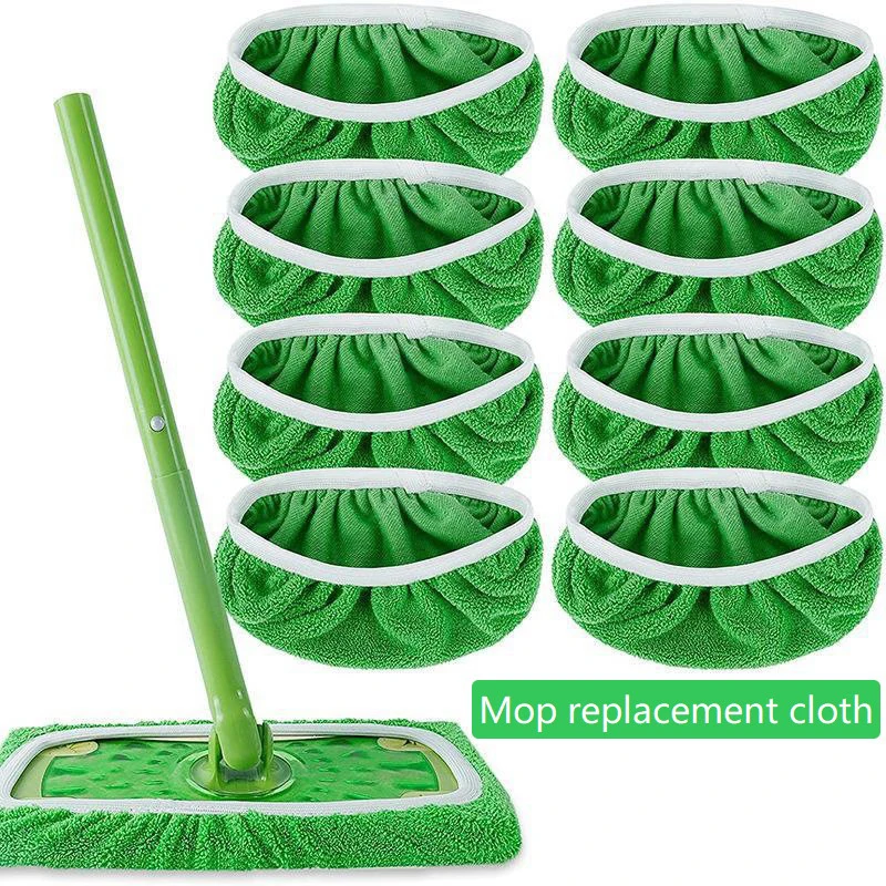 5/10pcs Green/gray Mop Cloth, Reusable, Washable Ultra-fine Fiber, With White Color, Suitable For Hardwood Tile Flooring