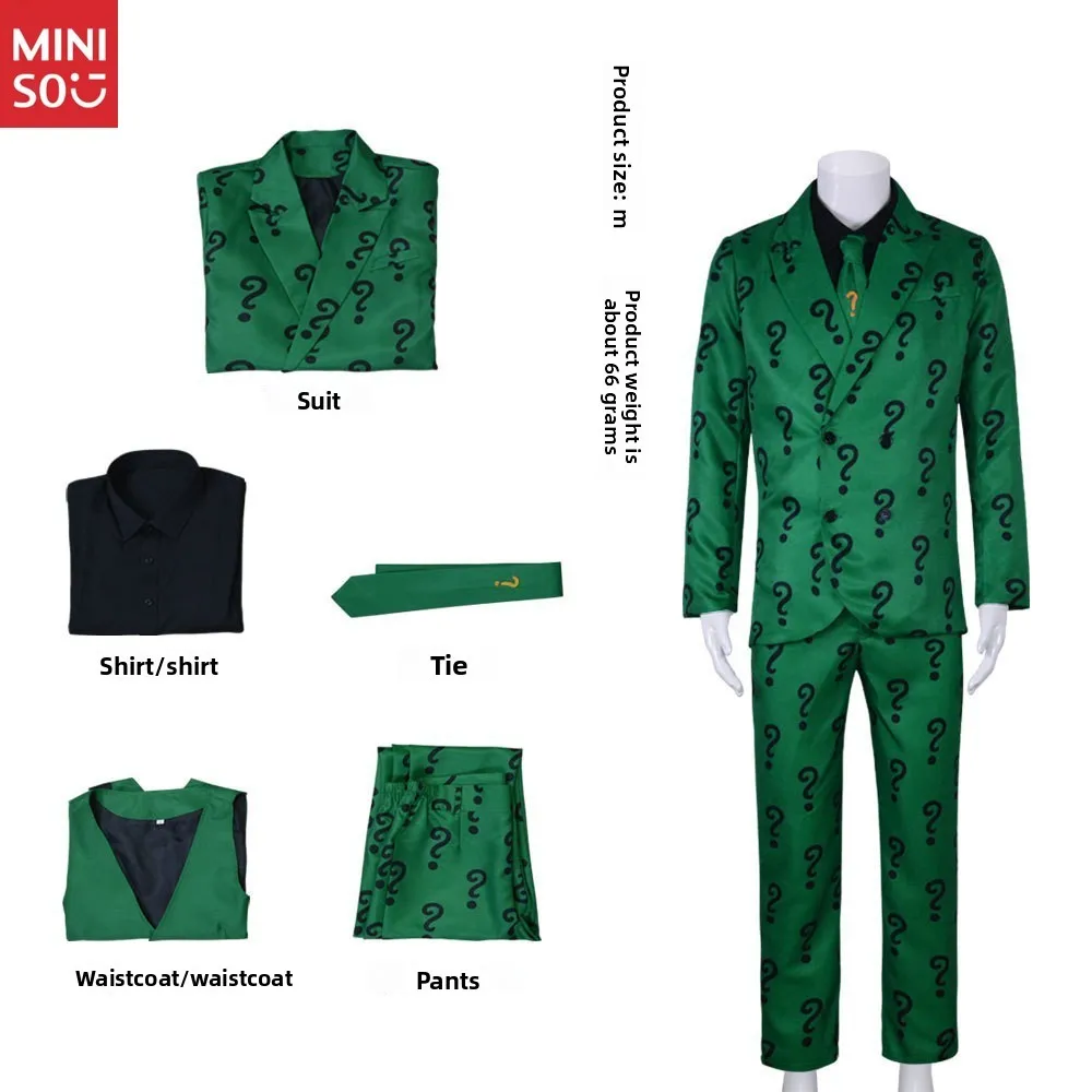 

Miniso Gotham Riddler Cosplay Costume, Full Question Mark Suit Set