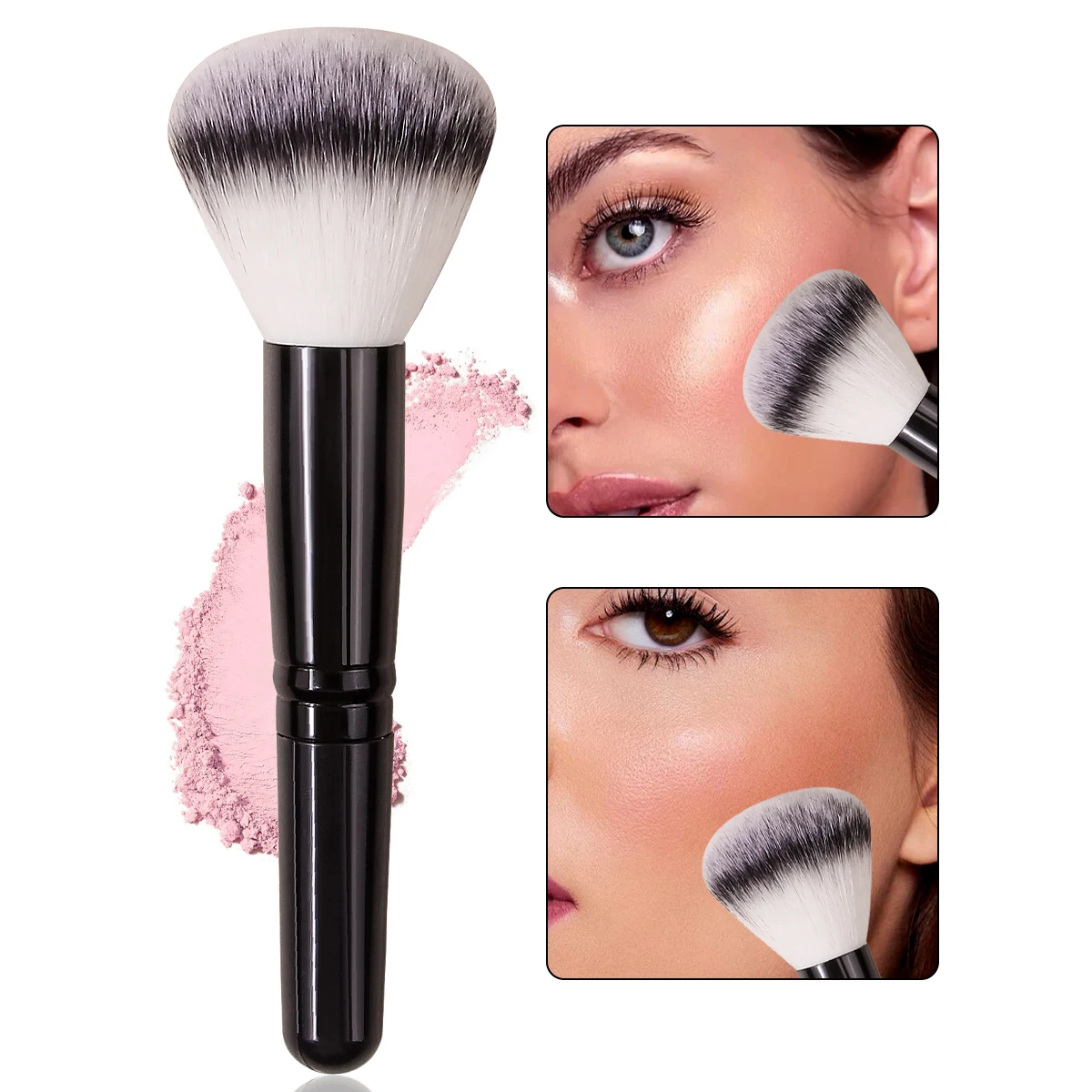1PC Carrot Blush & Nail Brush - Multi-Use Nylon Bristles for Face/Makeup/Dust, Portable Travel Beauty Tools