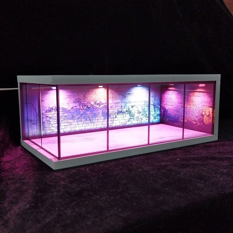 1:64 Scale Diorama Scene Model with LED Neon Lights Cyber-punk Lighting Version,Parking Lot Storage Assembly Car Model