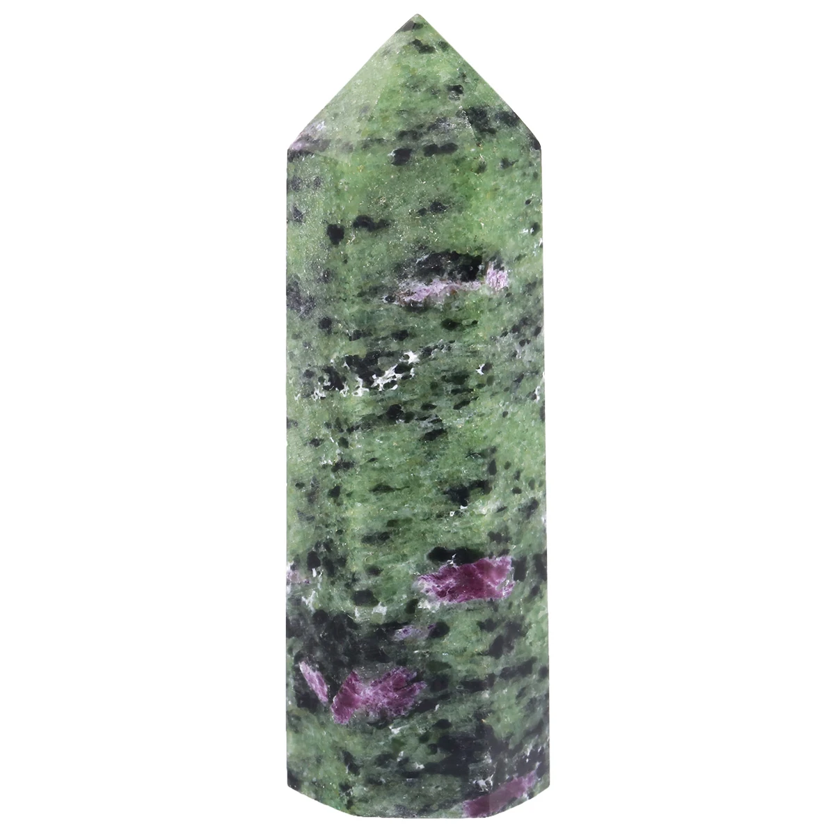 

2pcs Natural Ruby in Fuchsite Hexagonal Points Wand Ornament Reiki Healing Self Standing Gemstone Prism For Jewelry Decoration