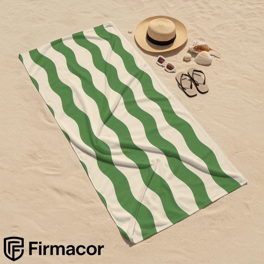 Green Wavy Stripe Cartoon Anime Beach Towel Microfiber Quick Dry Super Absorbent Soft Bath Towel for Kids Adults Travel