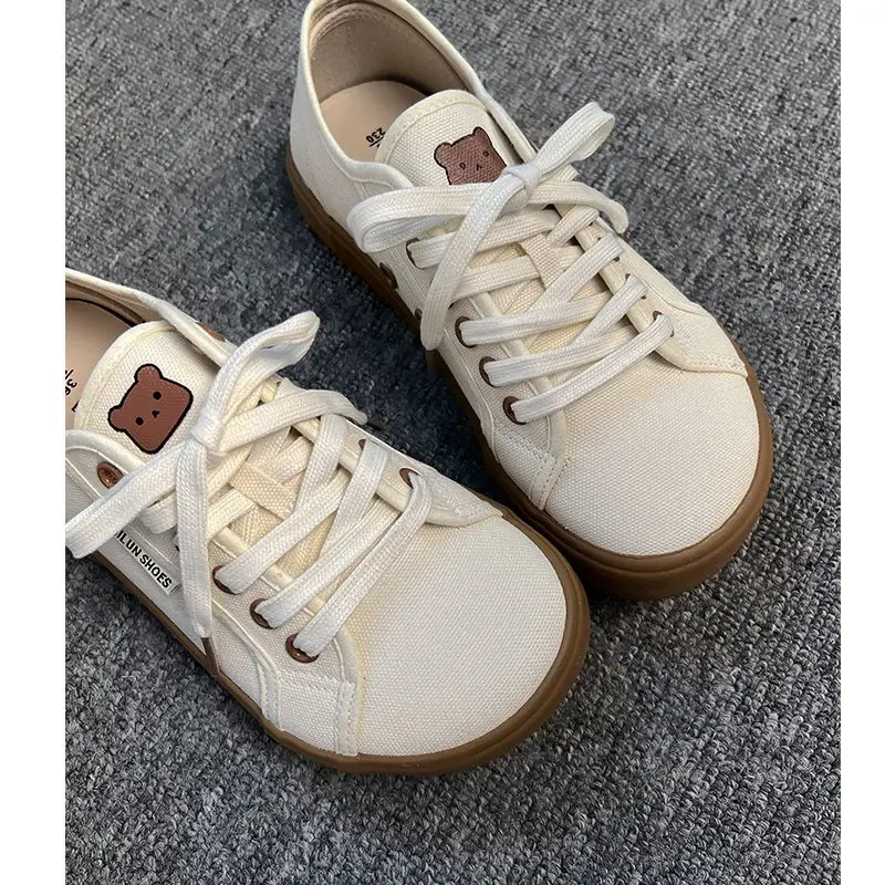 Solid Color ladies shoes Round Wide Toe Women\'s Vulcanize Shoes JK Stylish Canvas Sneakers Flat Tennis Female Sneaker Woman