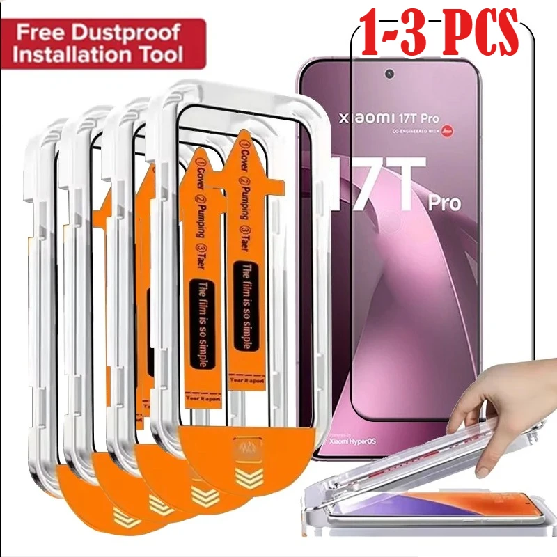 1-4 Stück Staubfreie Schnellinstallation 9H HD Displayschutzfolien für MI Xiaomi 17 T 15 T Pro Gehärtetes Glas Vollständige Abdeckung Kratzfest