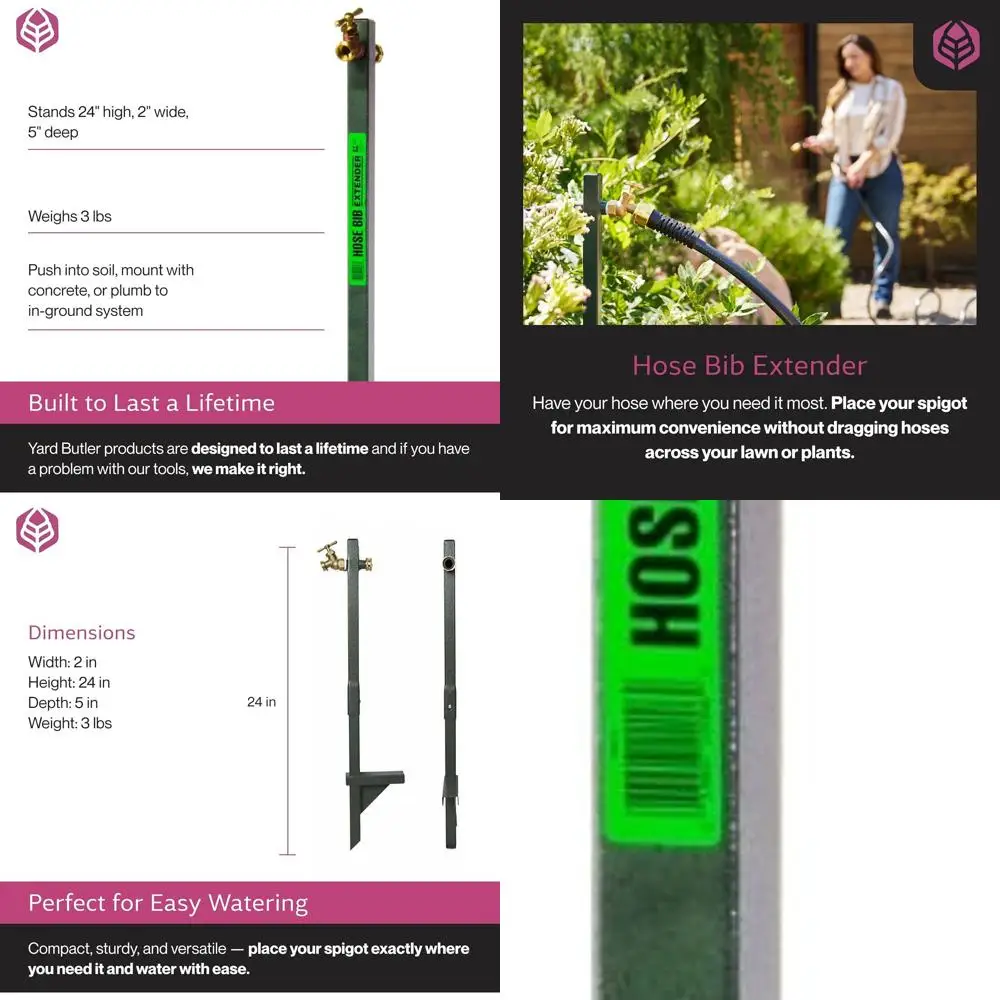 

Collapsible Garden Hose Extender - Rustproof Stand for Elevated Watering - Anti-Kink, Easy Install Accessory