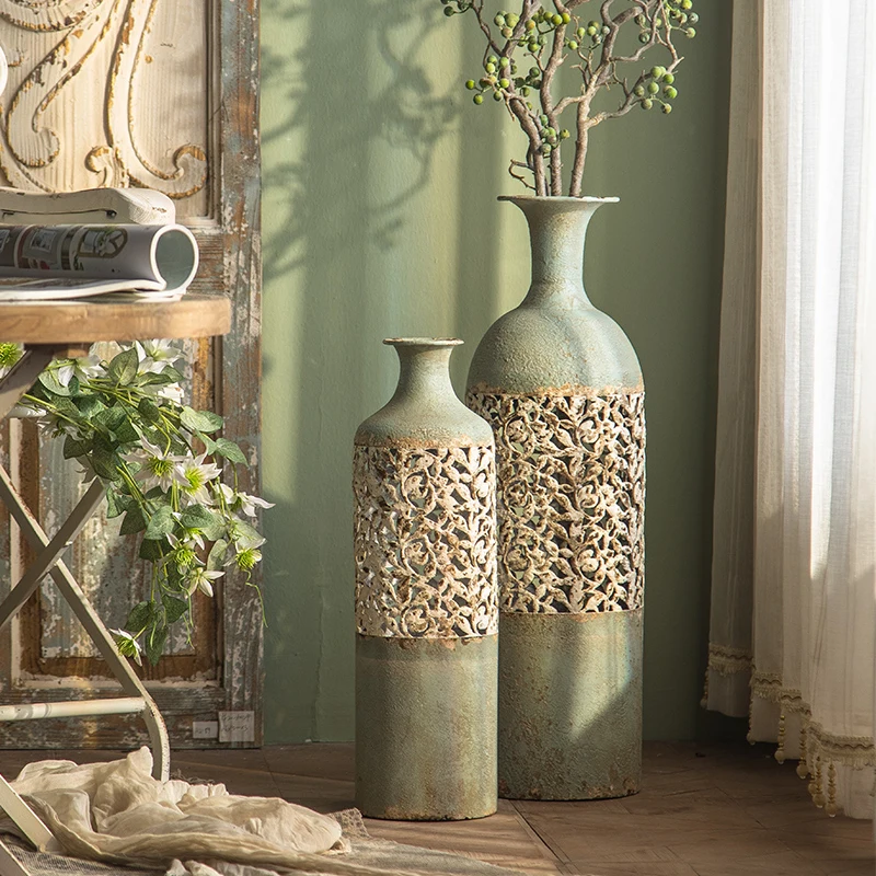 

Retro vase ornament European French decoration living room large height large American floor high side TV cabinet
