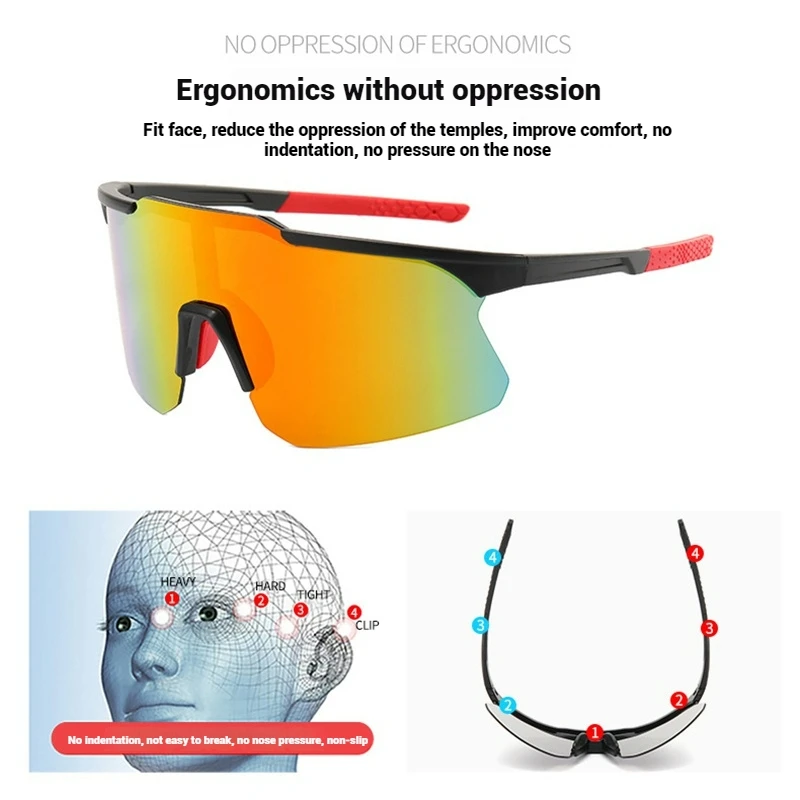 نظارات شمسية لركوب الدراجات في الهواء الطلق للرجال والنساء، نظارات ركوب الدراجات على الطرق وحماية من الأشعة فوق البنفسجية، نظارات رياضية للجري وصيد الأسماك والقيادة #6