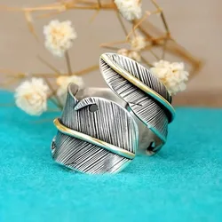 Fashion Vintage Feather Rings Jewelry Rings for Women Perfect Christmas Jewelry Gifts Anniversary Gifts for Loved Ones Luxury