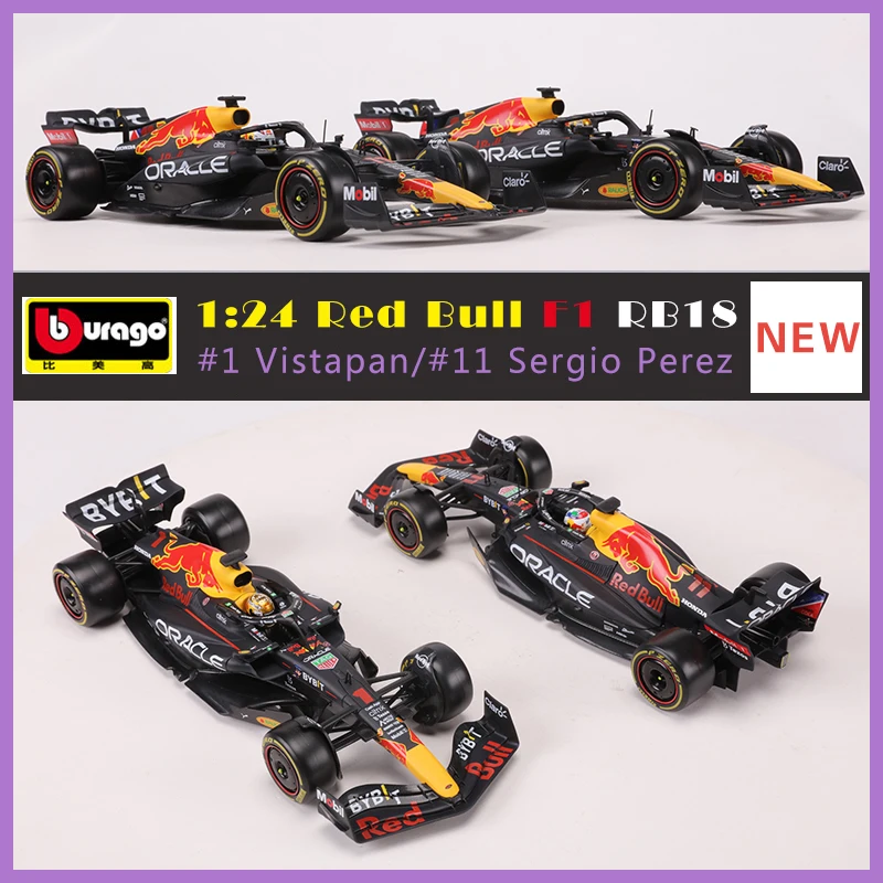 Bburago 1:24 Red Bull Racing RB18 2022 NO.1 &11 Alloy Luxury Vehicle Diecast Cars Model Toy Collection Gift