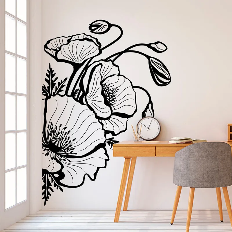 Beautiful Flowers Vinyl Decal Gift Women Fashion Living Room Bedroom Children's Room Flower Shop Door and Window Decoration