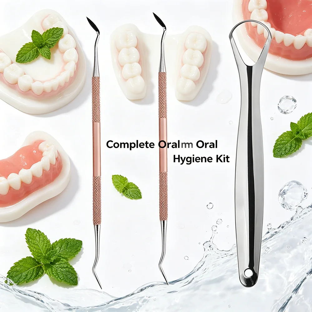 Daily Oral Care Tools Kit, Stainless Steel Teeth Stain & Hard Buildup Remover, Household Teeth Cleaning Instruments