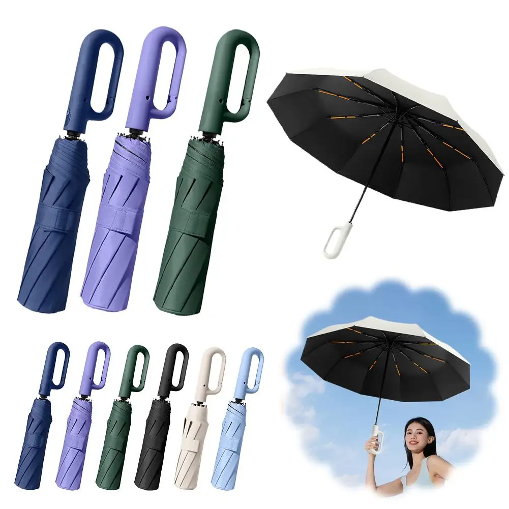 Klappbarer umgekehrter Regenschirm mit Hakengriff, winddicht, wasserdicht, automatisches Öffnen/Schließen, für Damen und Herren, Regenschirm mit UV-Schutz