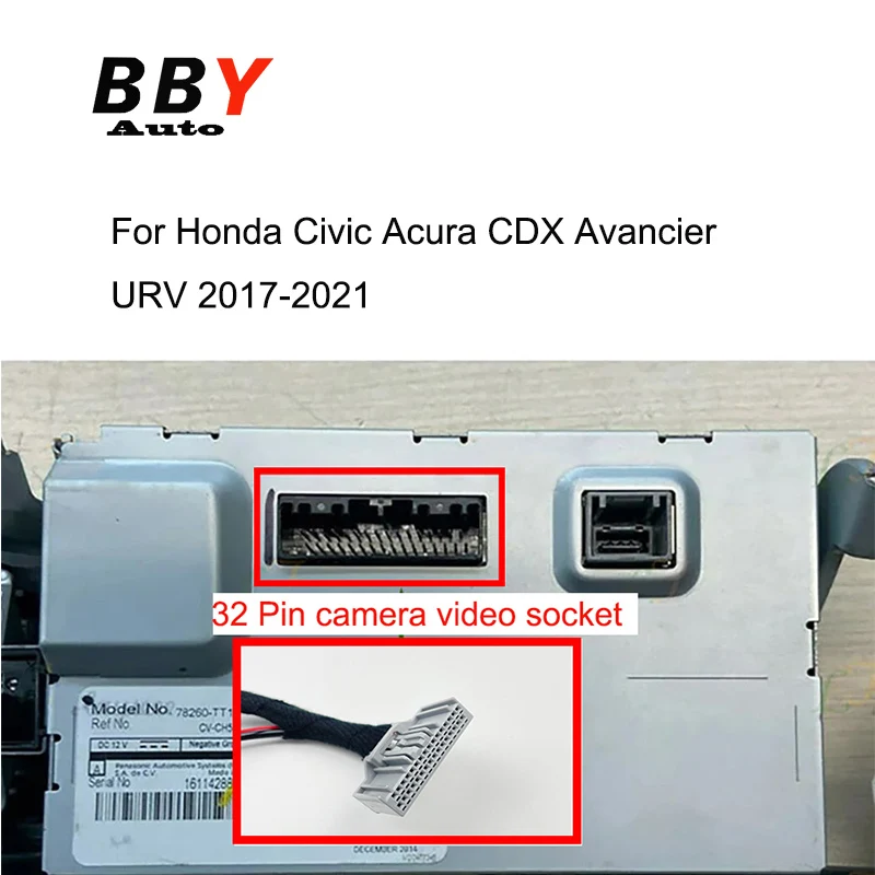 

32Pin Rear View Camera Video adatper For Honda Civic Acura CDX Avancier URV 2017-2021 original display video input plug