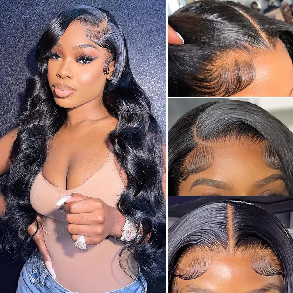 Glueless Brazilian Body Wave 13x4 13x6 HD Lace Front Wigs Human Hair 28 Inch 220 Density 360 Lace Wigs Baby Hair For Black Women