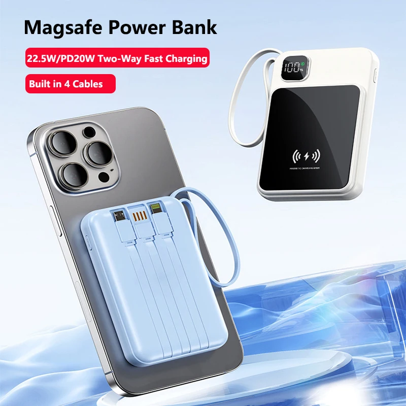 

10000mAh Magnetic Wireless Power Bank 22.5W Fast Charging Powerbank Magnetic Ring for iPhone 15 Huawei Xiaomi Samsung Poverbank