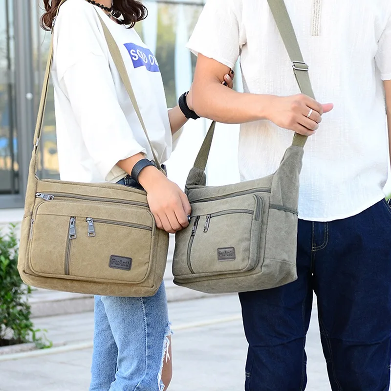 1PC Men Canvas Shoulder Bags Casual Tote Travel Men\'s Crossbody Bag Messenger Fashion High Quality Handbag New