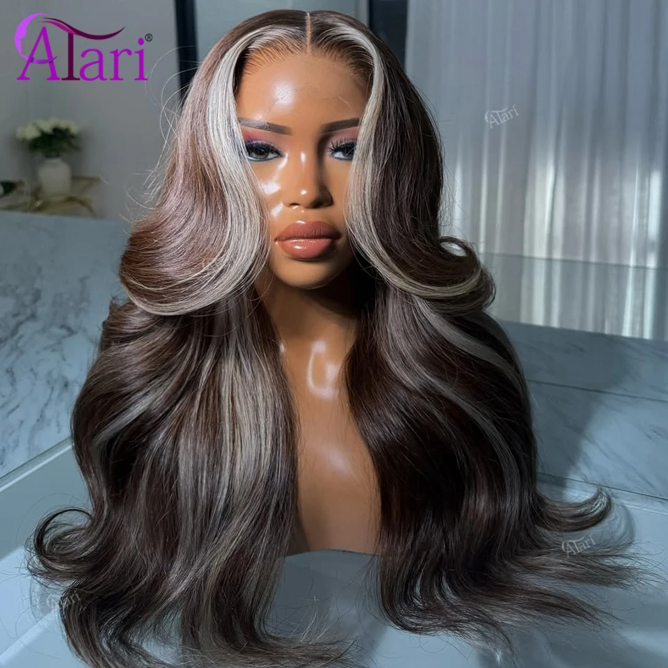 

5x5 Balayage Brown Blonde Lace Closure Wig Transparent 13x4 13x6 Lace Frontal Body Wave Human Hair Wigs Highlights Pre Plucked