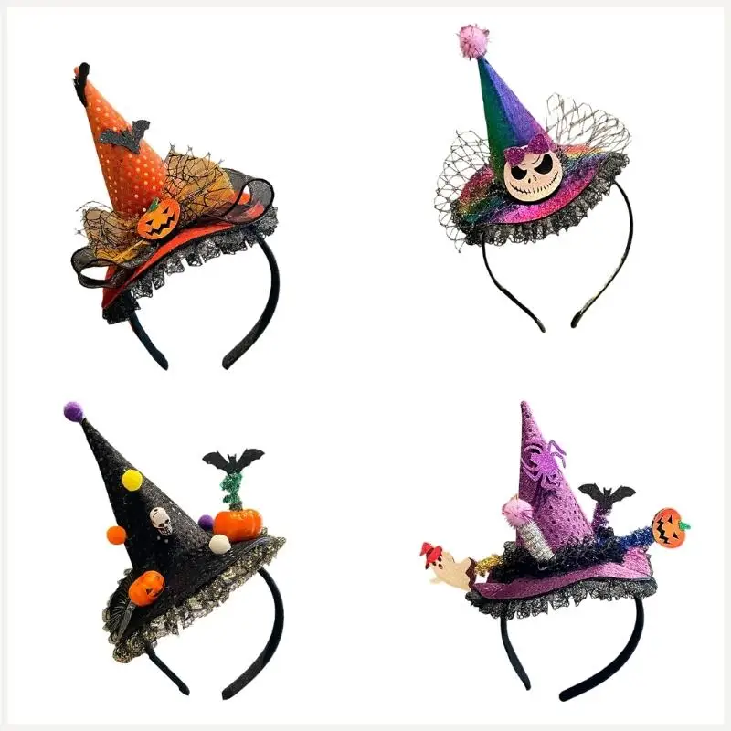 Băng đô ren phù thủy Phụ kiện hóa trang Halloween có dây thun có thể điều chỉnh dành cho phụ nữ và bé gái