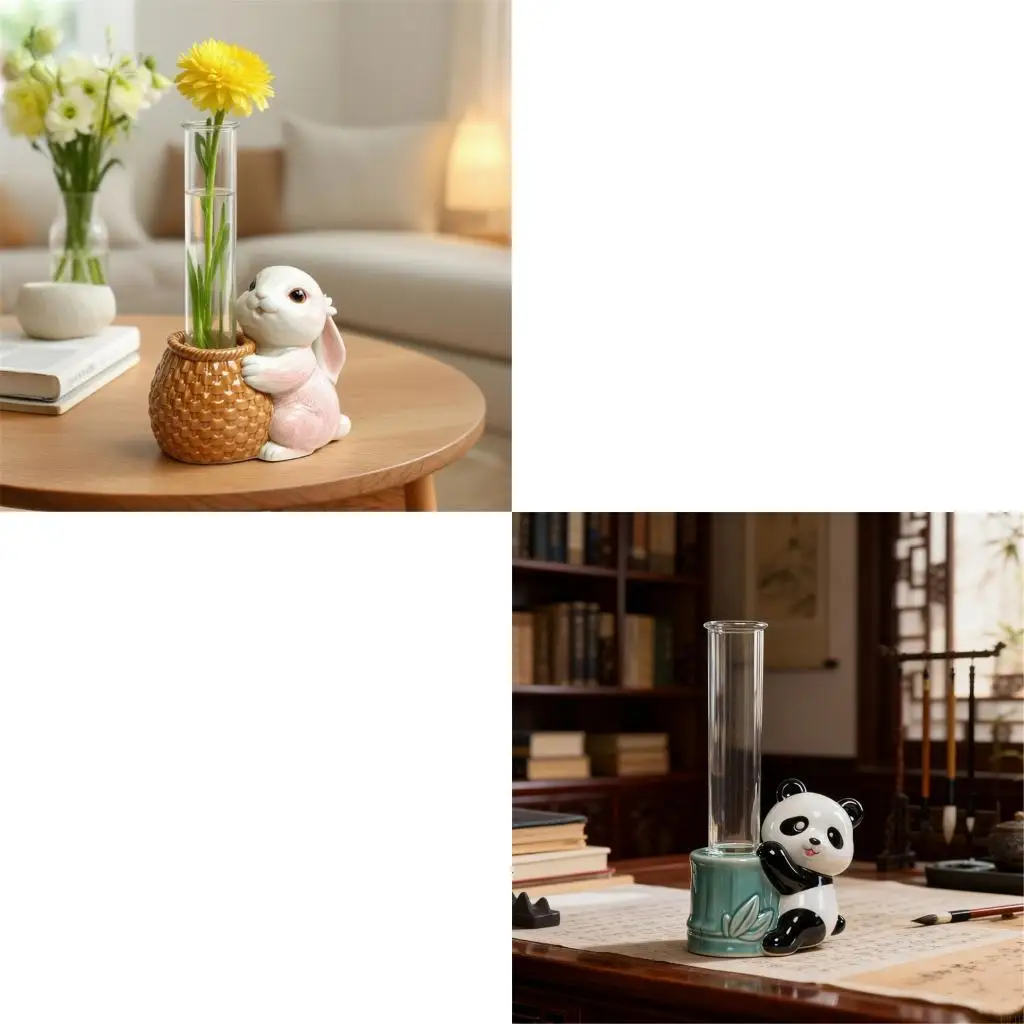 Panda Rabbit Silicone Resin Mold Hydroponic Vase Acrylic Test Tube Plant Decoration