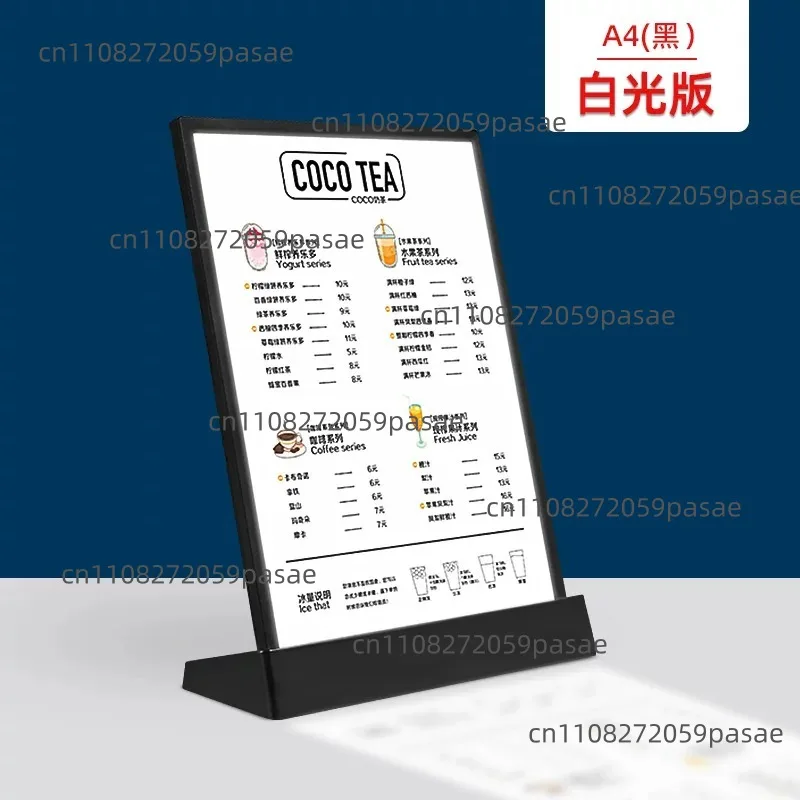 Glowing Menu Board A4 A3 Acrylic Table Stand Customizable Price List Holder for Cafe