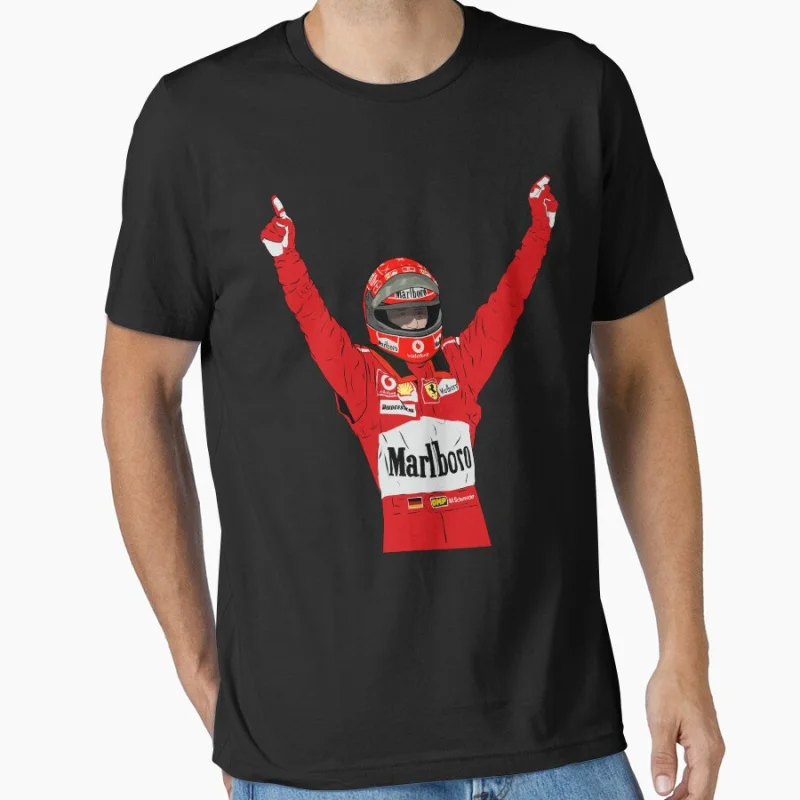 

Michael Schumacher Race car driver motor sports vintage The King Legend racing T Shirt large size Adult tops S-6XL