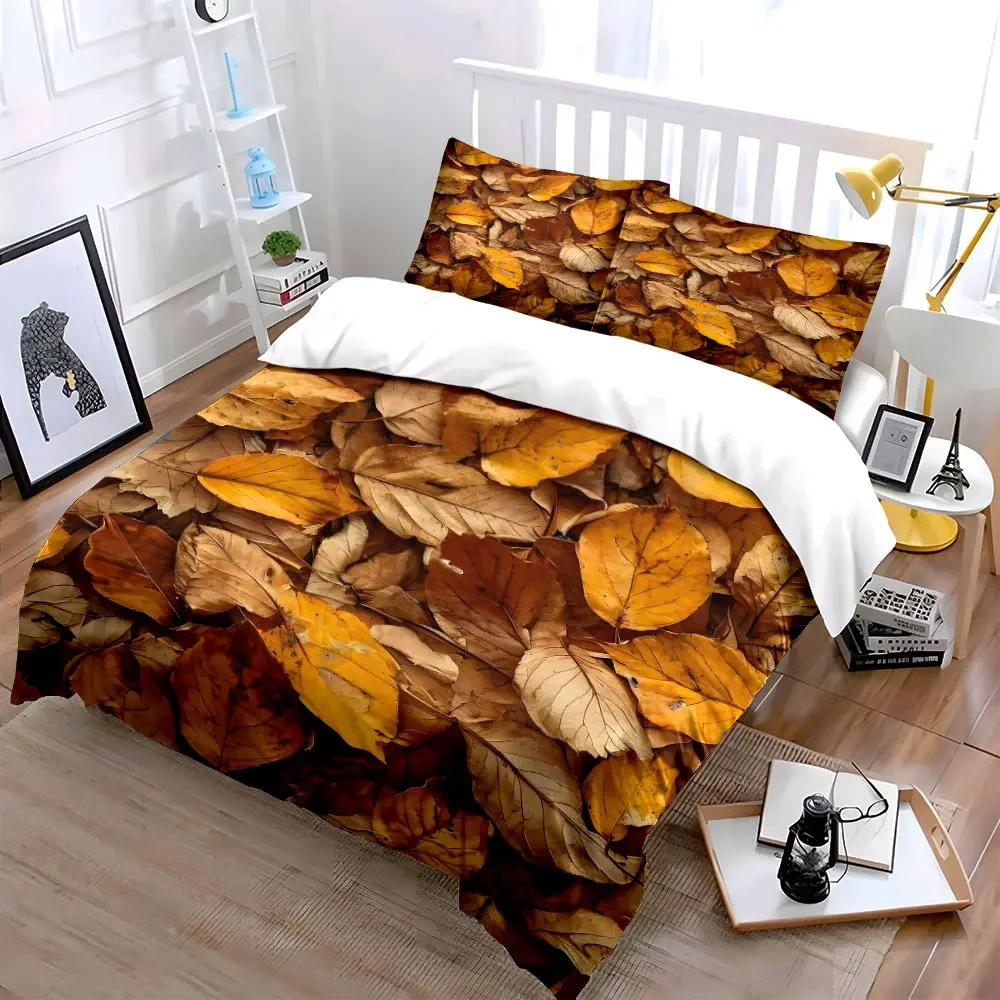Autumn Leaves Decor Set Three Multiple sizes kid's and adults' bedroom Exquisite 3PC bedding set, gift