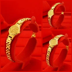 Real 999 Gold Fortune Watch Chain Long Do Not Lose Color with 24K Gold Fine Jewelry Classic Fortune Bracelet Ladies