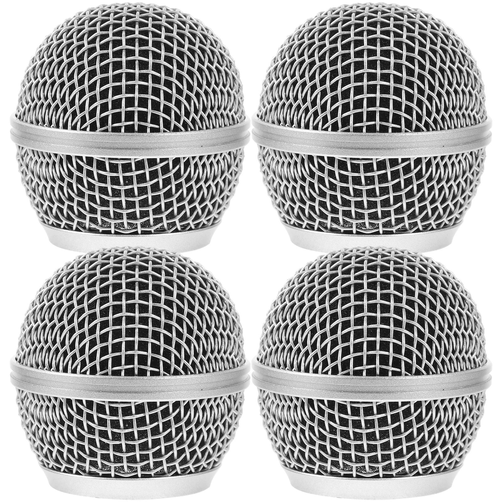 4 قطع من شبكة استبدال رأس كرة الميكروفون، فلتر إسفنجي شبكي معدني متين، غطاء ميكروفون صوتي شفاف للميكروفون اللاسلكي