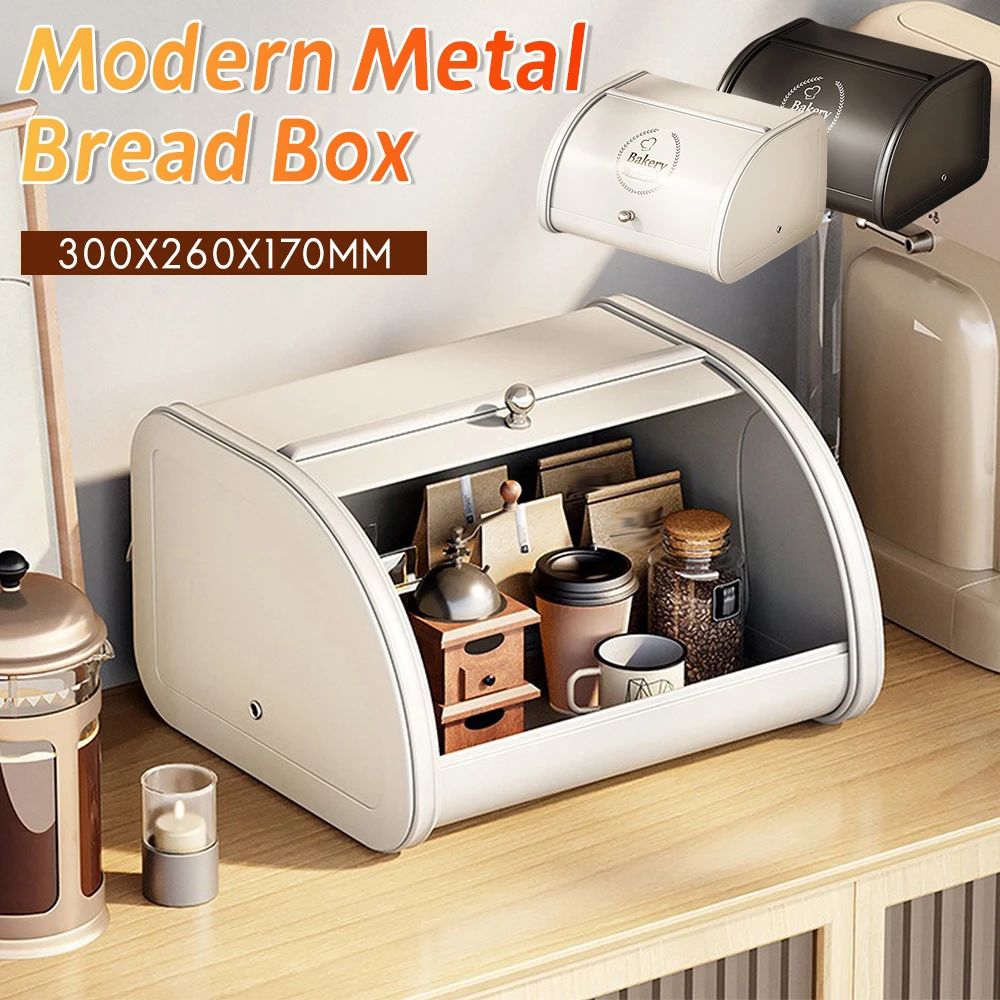 

Металлическая хлебница для кухонной столешницы с откидной крышкой, большая вместимость, ретро-дизайн, органайзер для хранения хлеба и продуктов, аксессуары ﻿