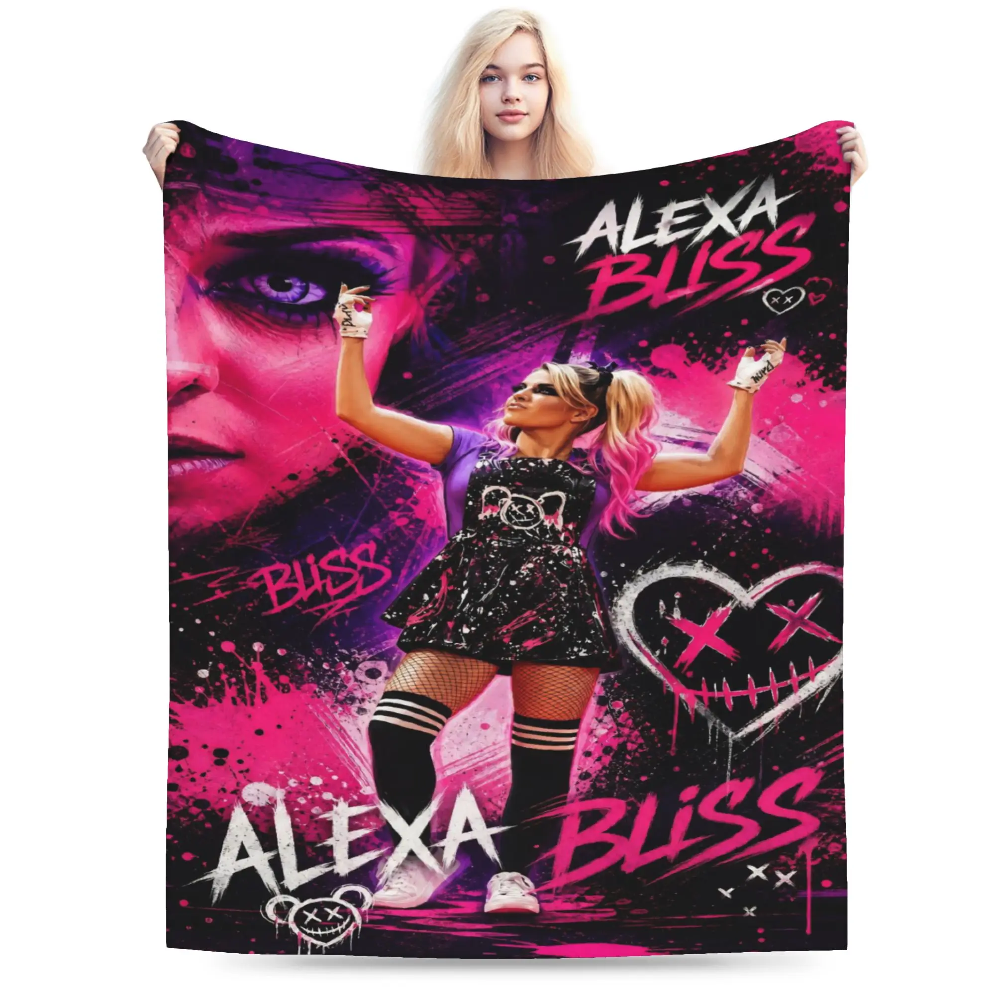 Super Soft  Alexa Bliss wrestler Throw Blanket Premium Flannel Fleece Lightweight  Bed Blanket Warm Plush Bedspread