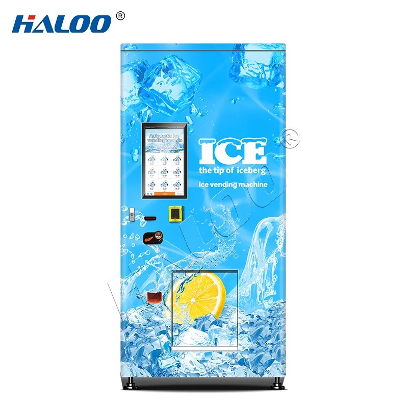 Haloo Vending Machine Coffee Station Bag Ice Supplier with Screen for Optimal Ice Making ATM Ice Vending Machine