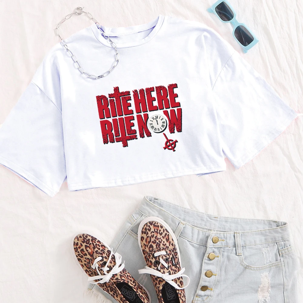 Ghost Rite Here Rite Now 2024 O-Neck Crop Tops Super-short Short Sleeves Music Fans Gift Clothing Girls Fashion Shirt