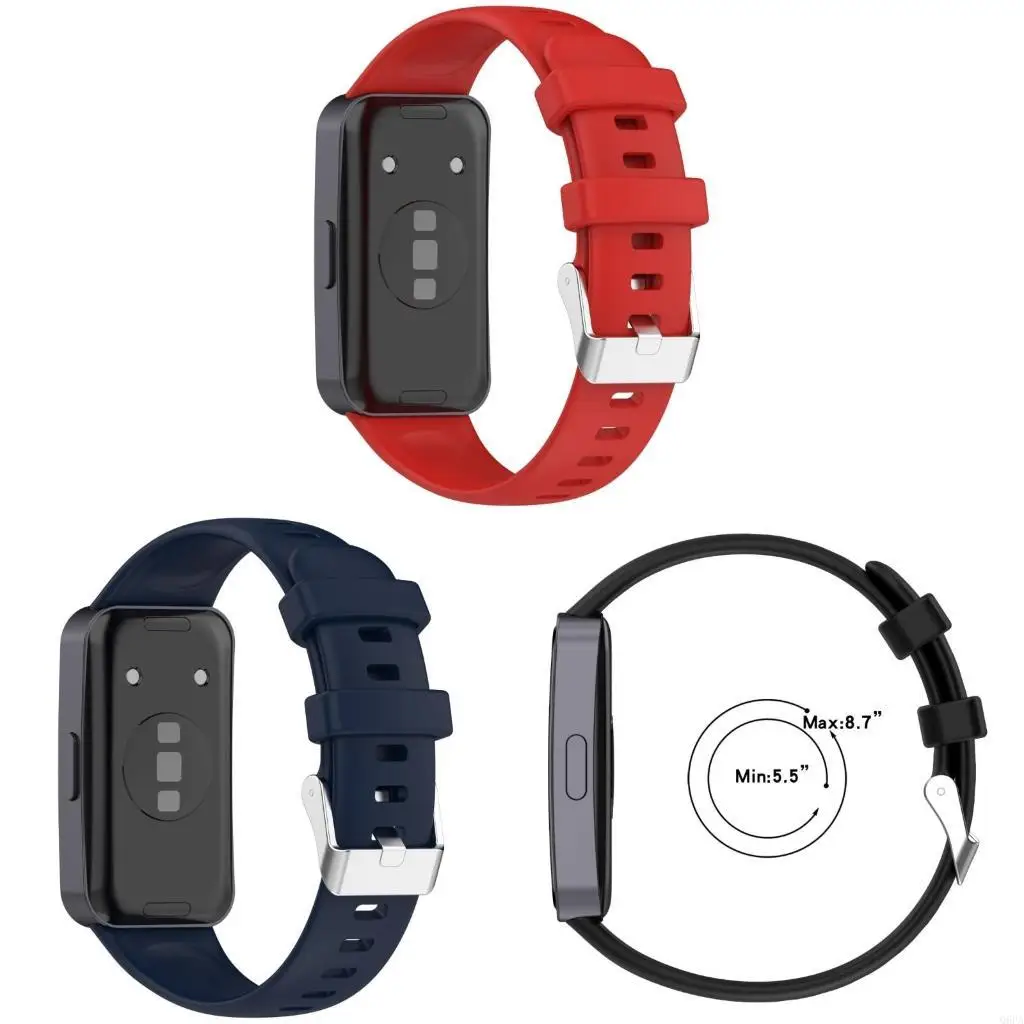 Q6PA Fashionable Silicone Straps with Steel Buckles Watchband Replacement Straps Adjustable Smartwatch Straps for Watch  10/9/8