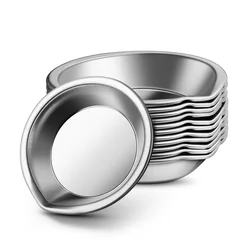 12pcs Round Tray Stainless Steel Small Painting Color Pigment Cup Bowl with Spout Reusable Holder Tray for Children Adults
