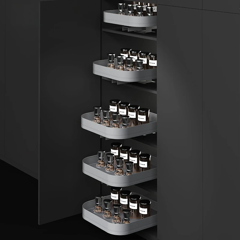 single-layer turntable basket cabinet 360-degree dishes seasoning rack floor cabinet corner rotating seasoning bottle basket