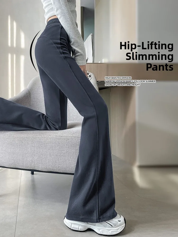 

High Waist Yoga Pants Women's Casual Spor Flared Pants Straight Drape Slimming Pants Korean Sle Commute Pure Color