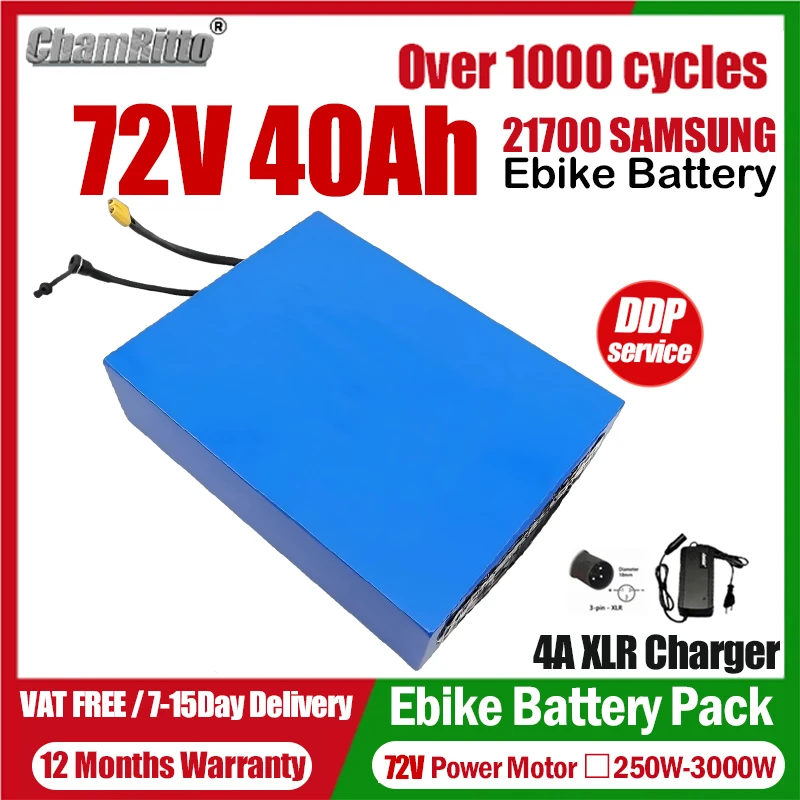 

Elektrische Fiets E Bike Scooter 20ah 30ah 35ah 40ah 72V 3000W High Power ebike 21700 72V 1000w 2000w Motor Lithium Battery Pack