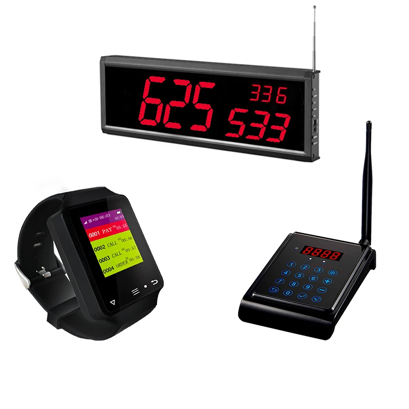 Wireless kitchen call waiter servent calling system with waterproof watch receiver restaurant equipment