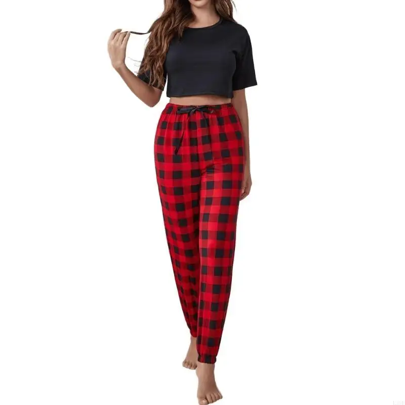 l38e-pigiama-da-donna-con-motivo-scozzese-a-quadri-2-pezzi-completi-pigiama-a-maniche-corte-top-e-pantaloni-lunghi-indumenti-da