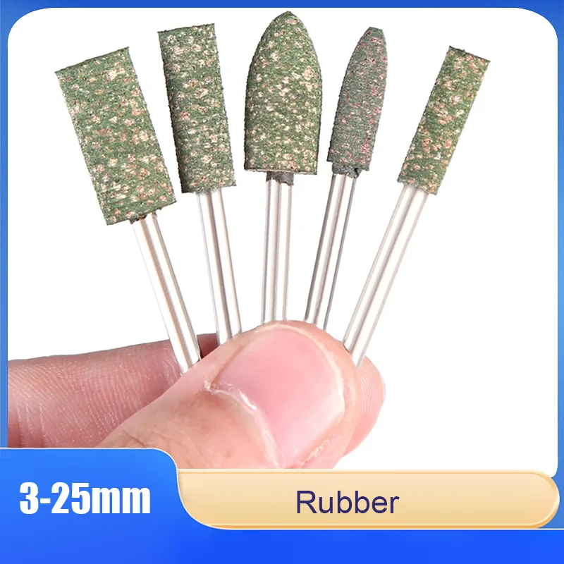 

Rubber Polish Point Burr Grinding Sanding Head For Mold Polishing Rotary Power Tools 2.35mm/3mm/6mm Shank Round Bullet T-shaped