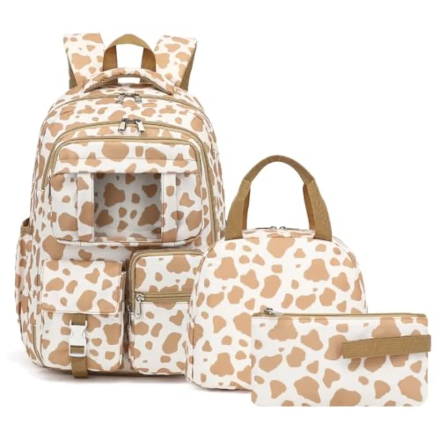 

School Backpack for Girls 3Pcs Set Elementary Middle School Book Bags with Lunch Box Pencil Case