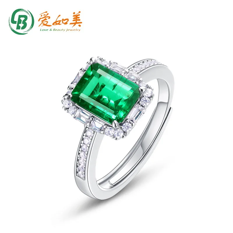 

Luxury Cultivated Emerald Ring Popular 18K Gold PT950 Platinum Silver Plated 7-layer Gold Full Diamond Colorful Treasure