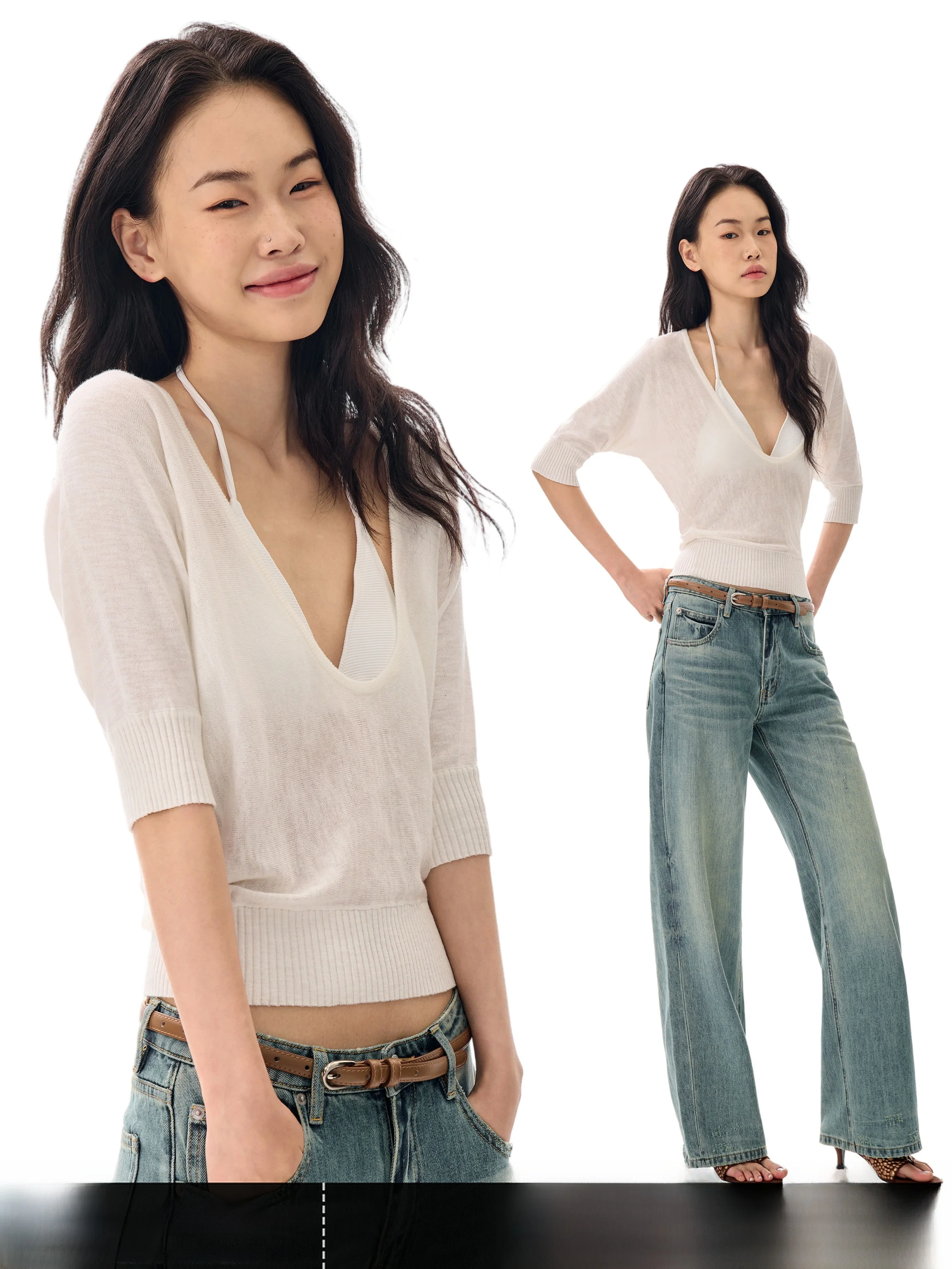 GoGo Burn American Style White U-Neck Mesh Short Sleeve T-Shirt Women Summer Sexy Short Length Casual Style Top