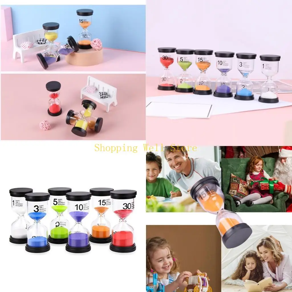 KX4B Sand Timer Set 1min/3mins/5-mins/10mins/15mins/30mins for Coffee Making Cooking