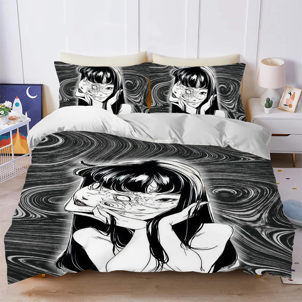 Anime J-Junji Ito Duvet Cover Set Home Style Bedding Soft Laundry Cotton Bed 3 Piece Set Student Dormitory Gift