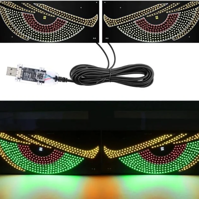 

Динамическая светодиодная USB-наклейка Demon Eye для лобового стекла, подходит для автомобилей, установка без повреждений, крутые персонализированные забавные светодиодные глаза Ojos