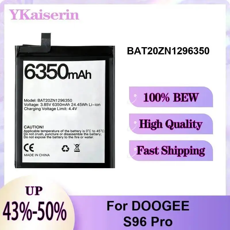 

Mobile Phone Battery 6350Mah For Doogee S96 Pro Rapid Charging BAT20ZN1296350