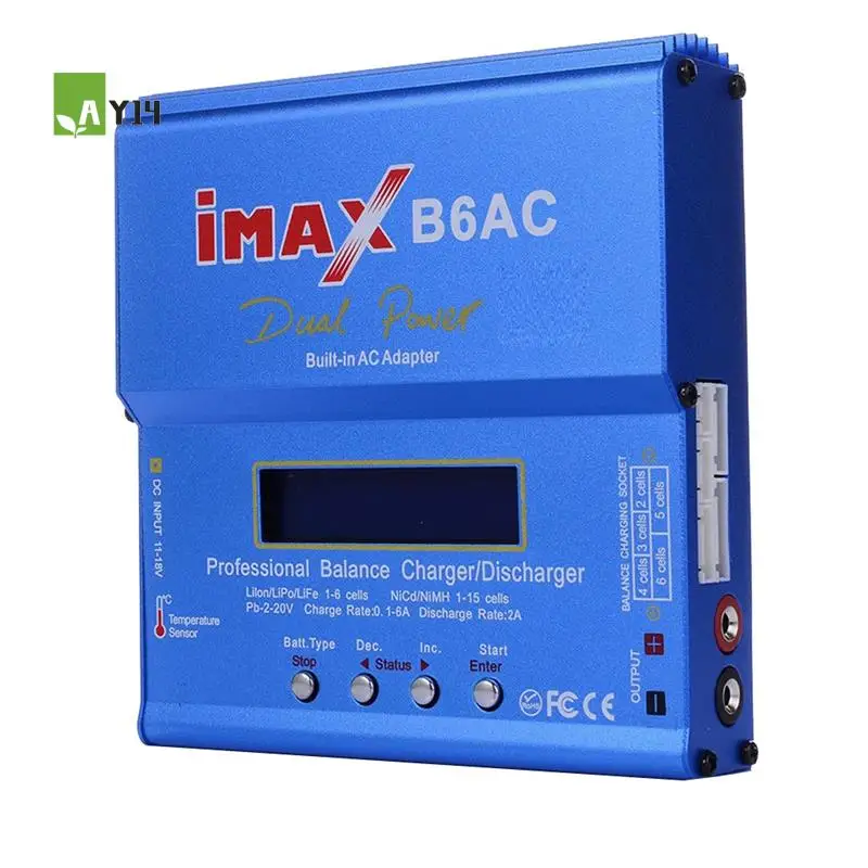 

AY14 -Для IMAX B6AC 80W RC Balance Charger+T Plug Cable Digital Li-Life Nimh Nicd PB Lipo Battery Discharger EU Plug Easy To